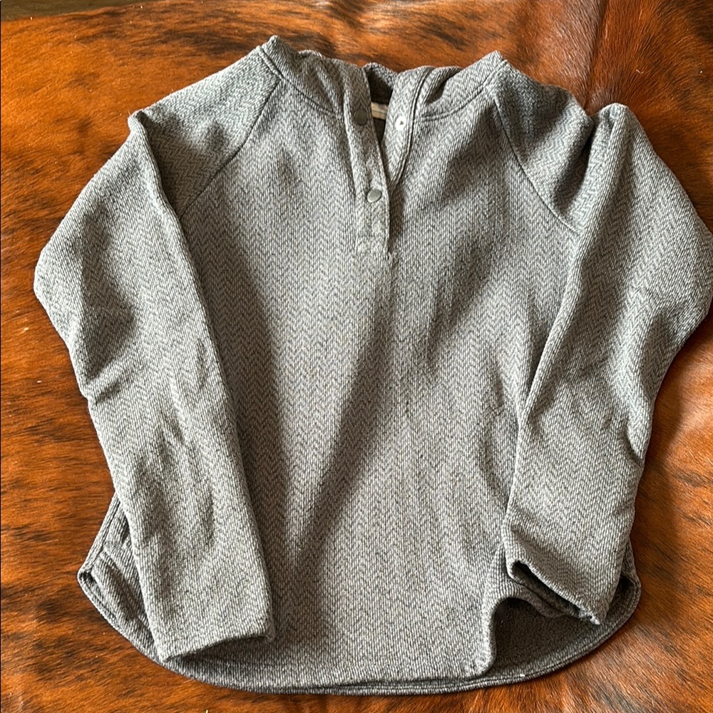 Gray Herringbone Pullover Sweater